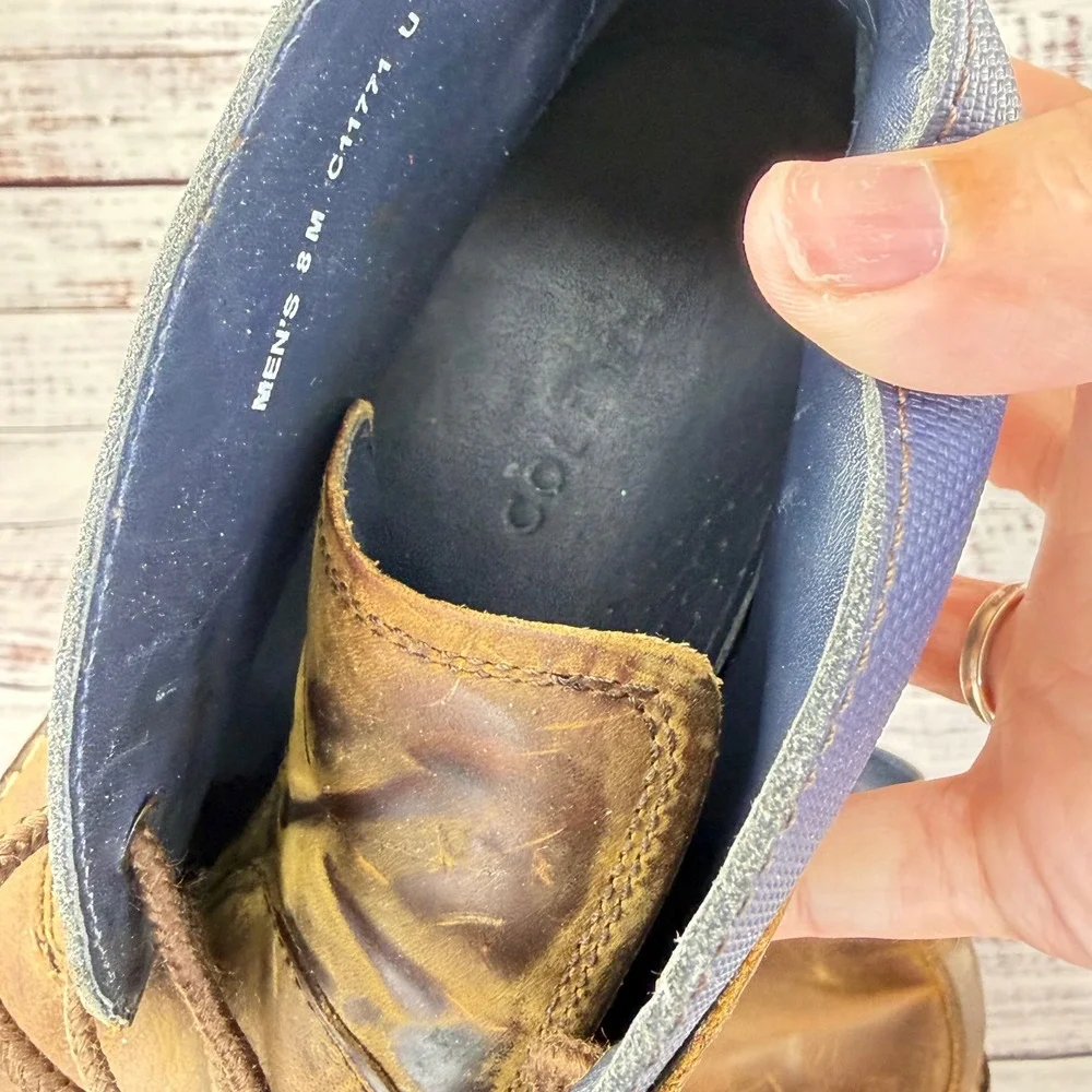 Cole Haan Mens Brown Leather Chukka Boots Blue Trim Size 8 M